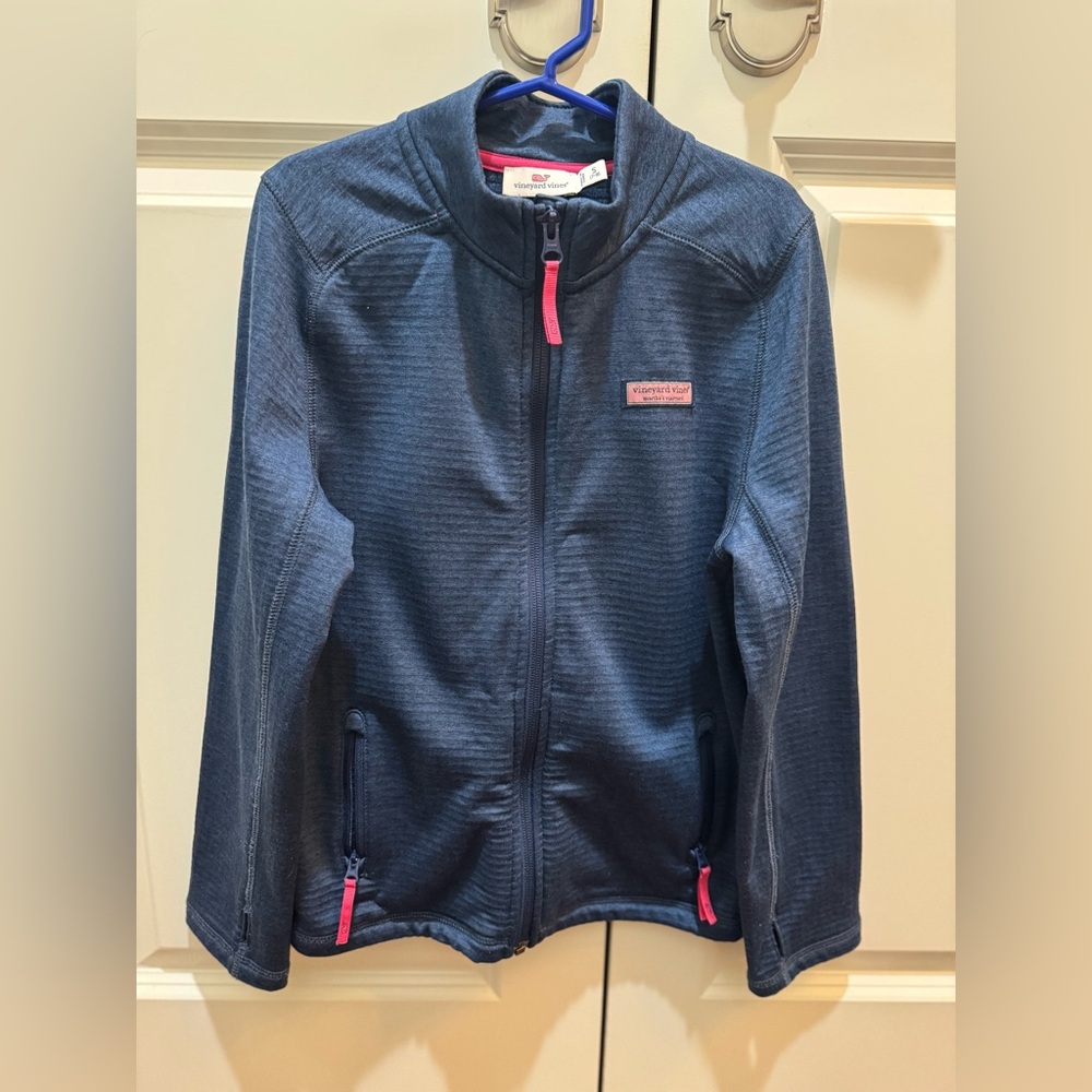 Vineyard Vines Navy Jacket with Pink Highlights and Thumb Holes